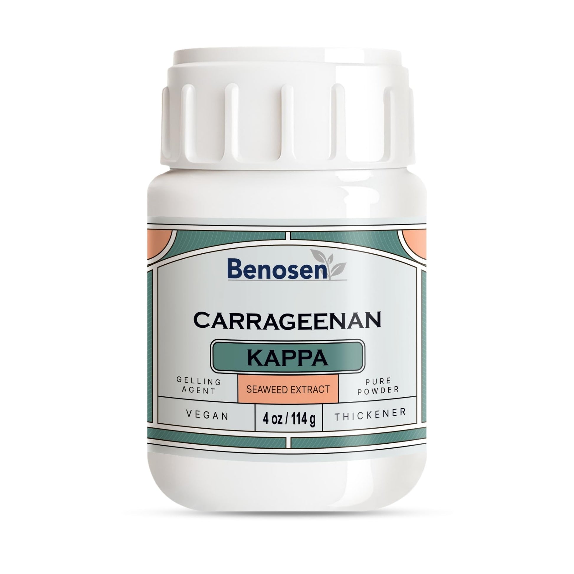 Benosen Kappa Carrageenan - Vegan Gelatin Substitute, Food Grade Thickener, 4 oz, White to Yellowish Powder