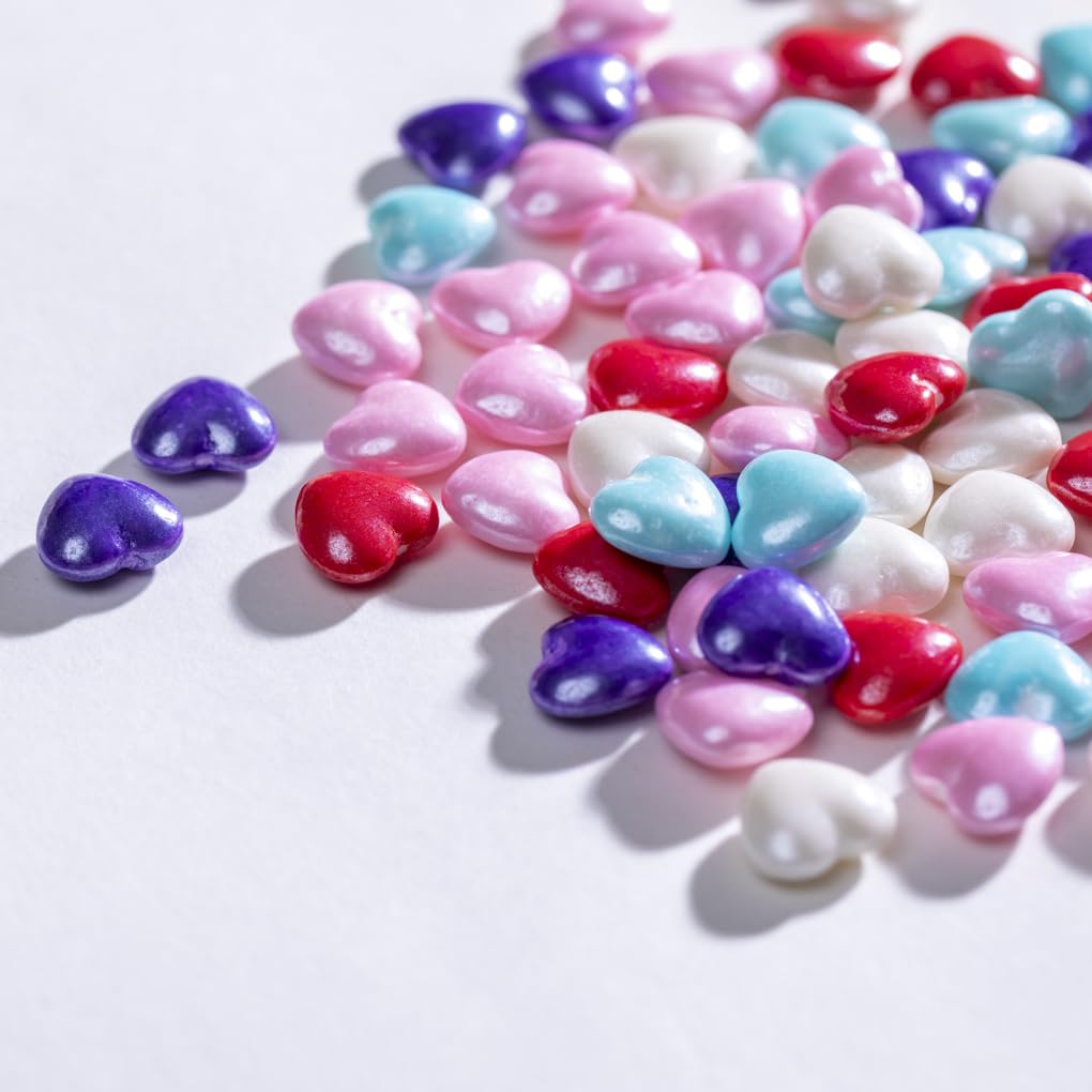 Valentine'S Blue Heart Sprinkles,Cake Sprinkles,Cookie Sprinkles,Sugar Pearl, Edible Candy Pearls For Cake 130G 4.6Oz Cupcake De