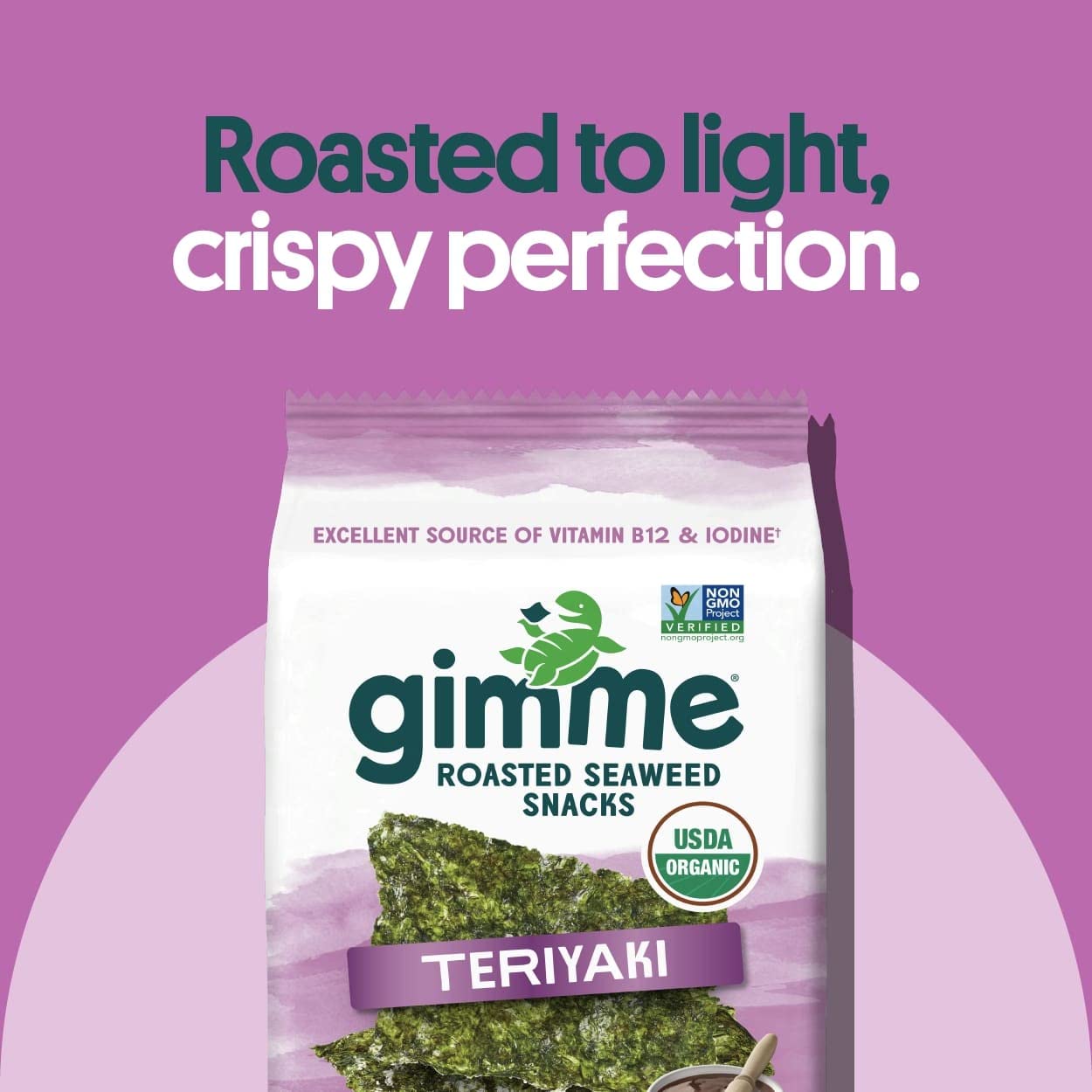 Gimme Organic Roasted Seaweed Sheets - Teriyaki - 12 Count Sharing Packs - Keto, Vegan, Gluten Free -Great Source Of Iodine And