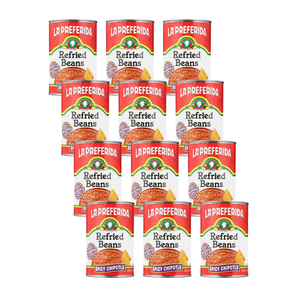 La Preferida Refried Beans, Spicy Chipotle, 16-Ounce (Pack of 12)