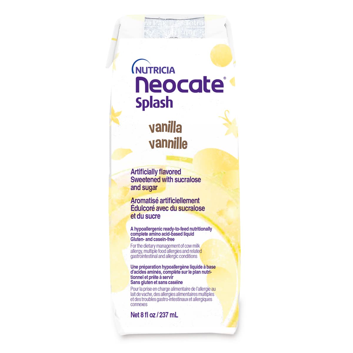 Nutricia Neocate Splash - Ready-to-Feed Hypoallergenic, Amino Acid-Based Toddler and Junior Formula - Vanilla - 8 fl oz (Case of