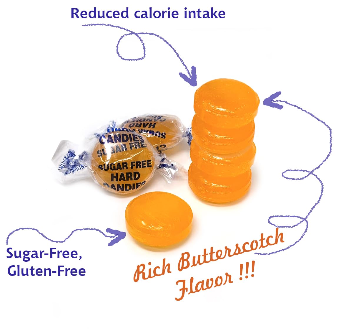 SweetGourmet Sugar-Free Butterscotch Buttons Arcor Bulk Hard Candy | 2 Pounds