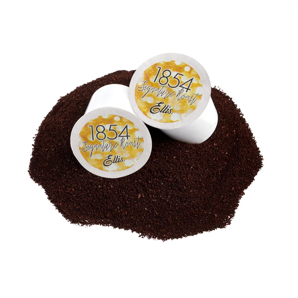 ELLIS COFFEE Single Serve Coffee Pods - 1854 Dark Roast, 24 Ounce (Pack of 1) - Compatible with K-cups and Keurig 2.0 malt-inspired