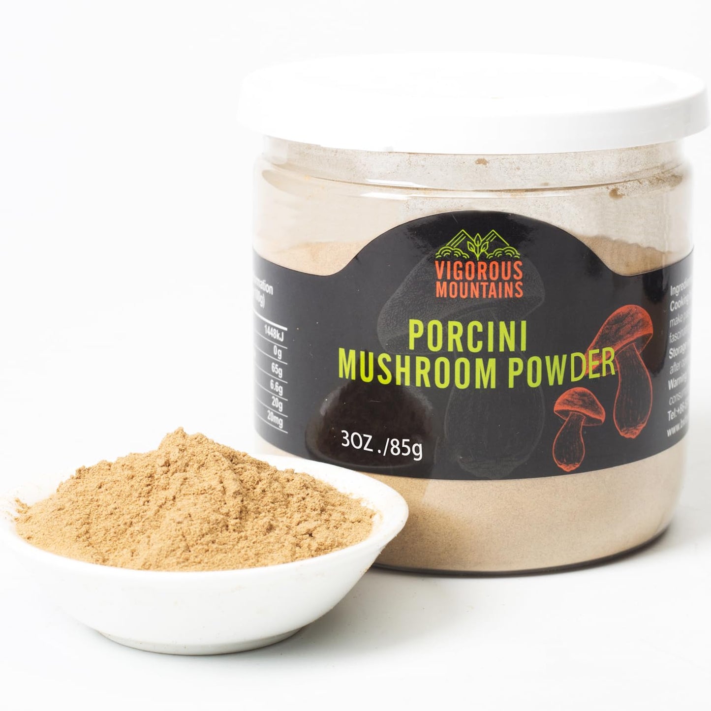 Vigorous Mountains Dried Porcini Mushroom Seasoning Powder For Cooking, Salt Free Beef Broth Powdered Sauce Add Instant Flavor And Depth To All Your Favorite Dishes 3 Oz