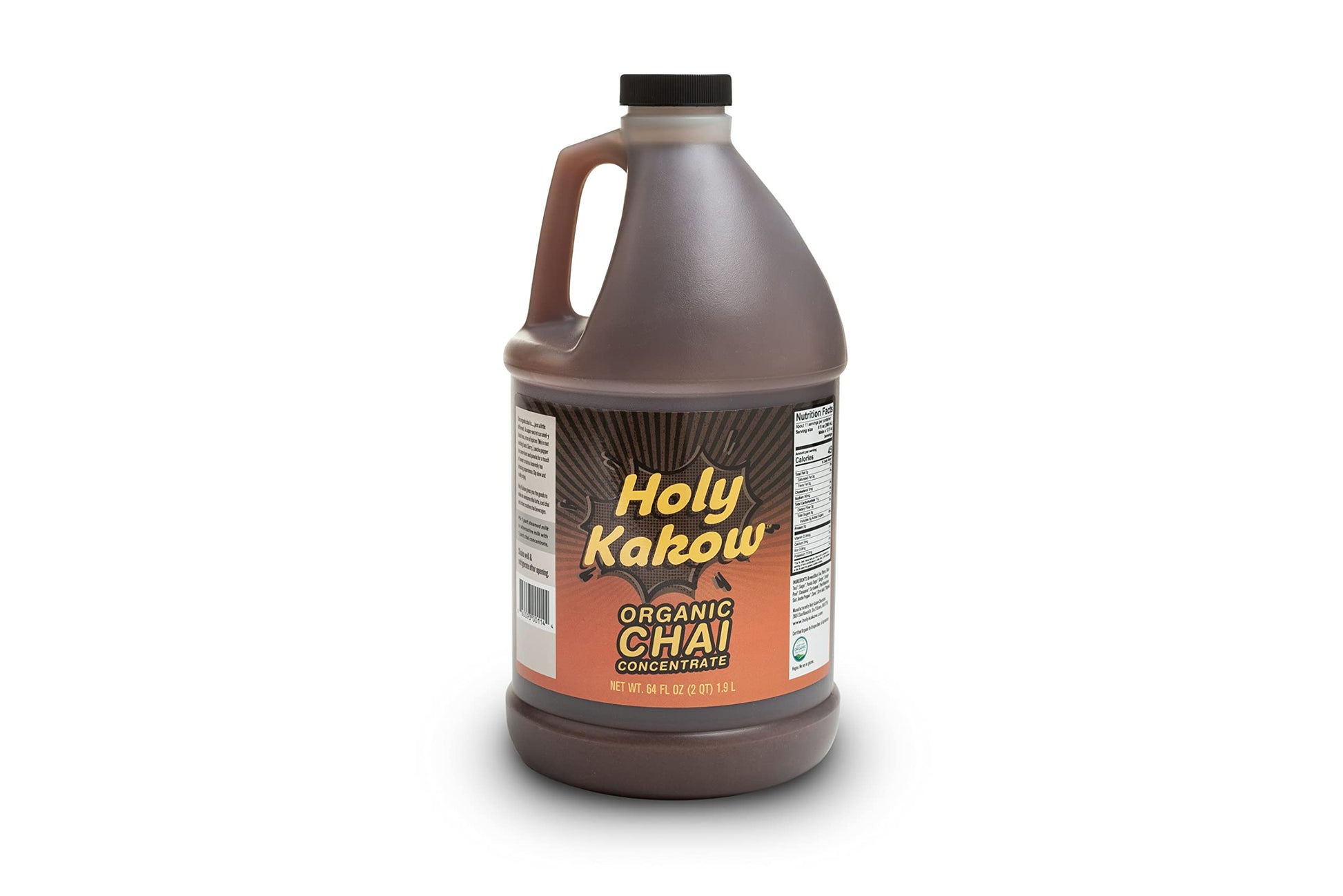 Holy Kakow Organic Chai Concentrate - Made With Black Tea and Spices, Plant-Based, Non-GMO, Delicious Hot or Iced - 64oz