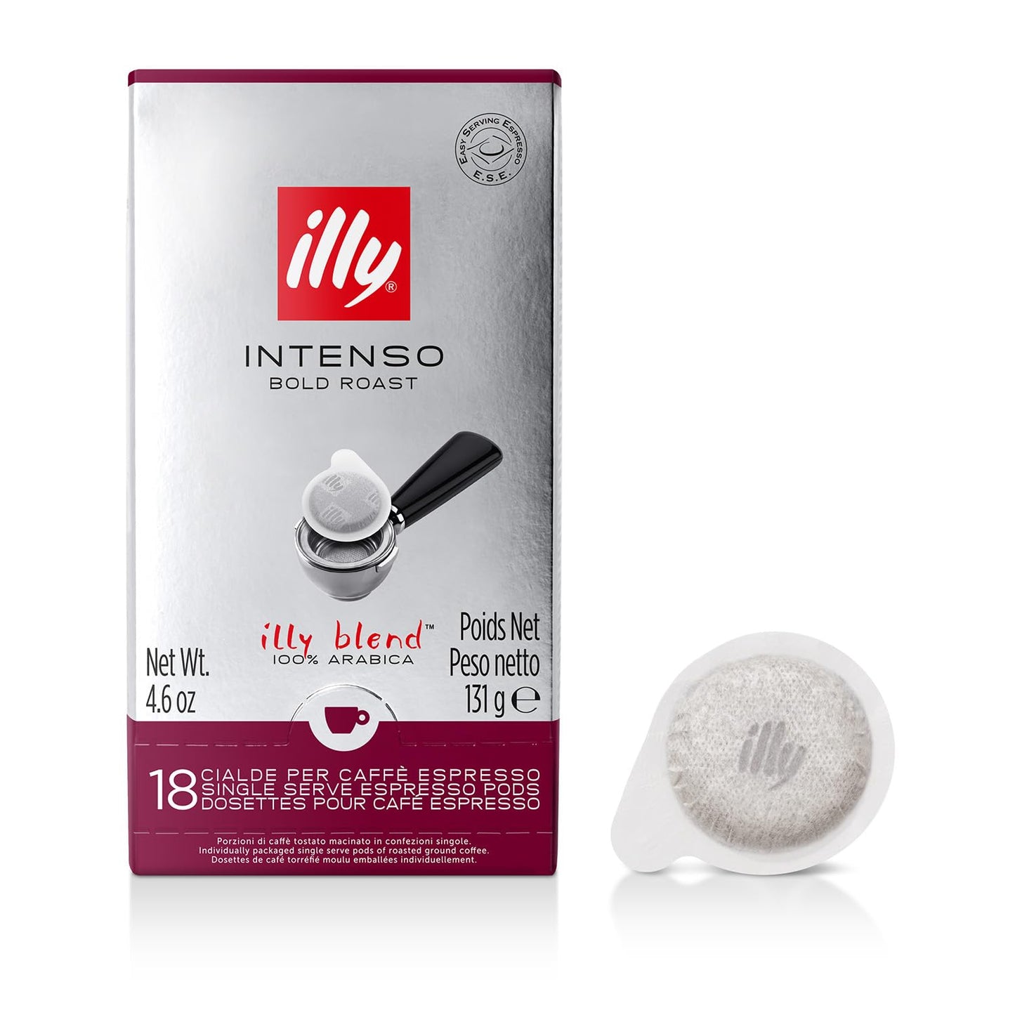 Illy E.S.E. Coffee Capsules - Intenso Dark Roast - 18 Count (Pack of 12) - Black - Model 7999