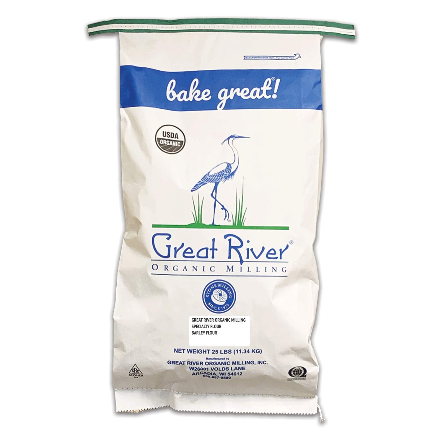 Great River Organic Milling Organic Specialty Barley Flour, 25 lbs, Pack of 1