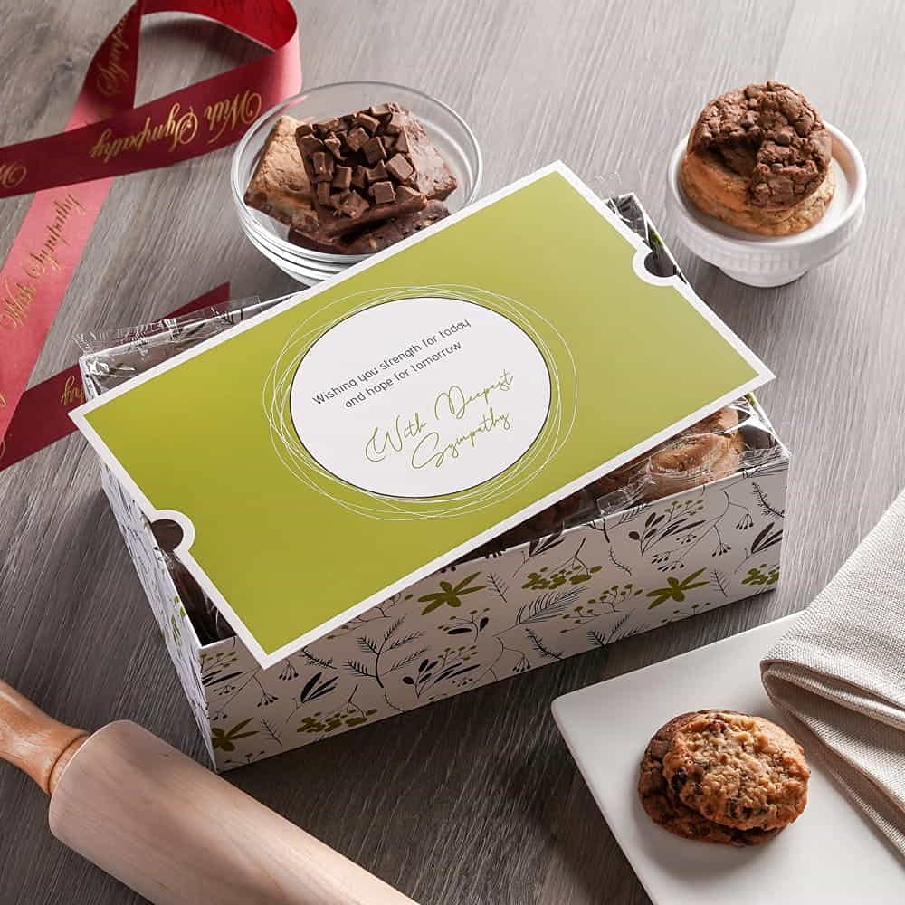 Broadway Basketeers Deluxe Condolence Sympathy Gift Baskets, Fresh Baked Assorted Brownies & Cookies Gift Box, Individually Wrap