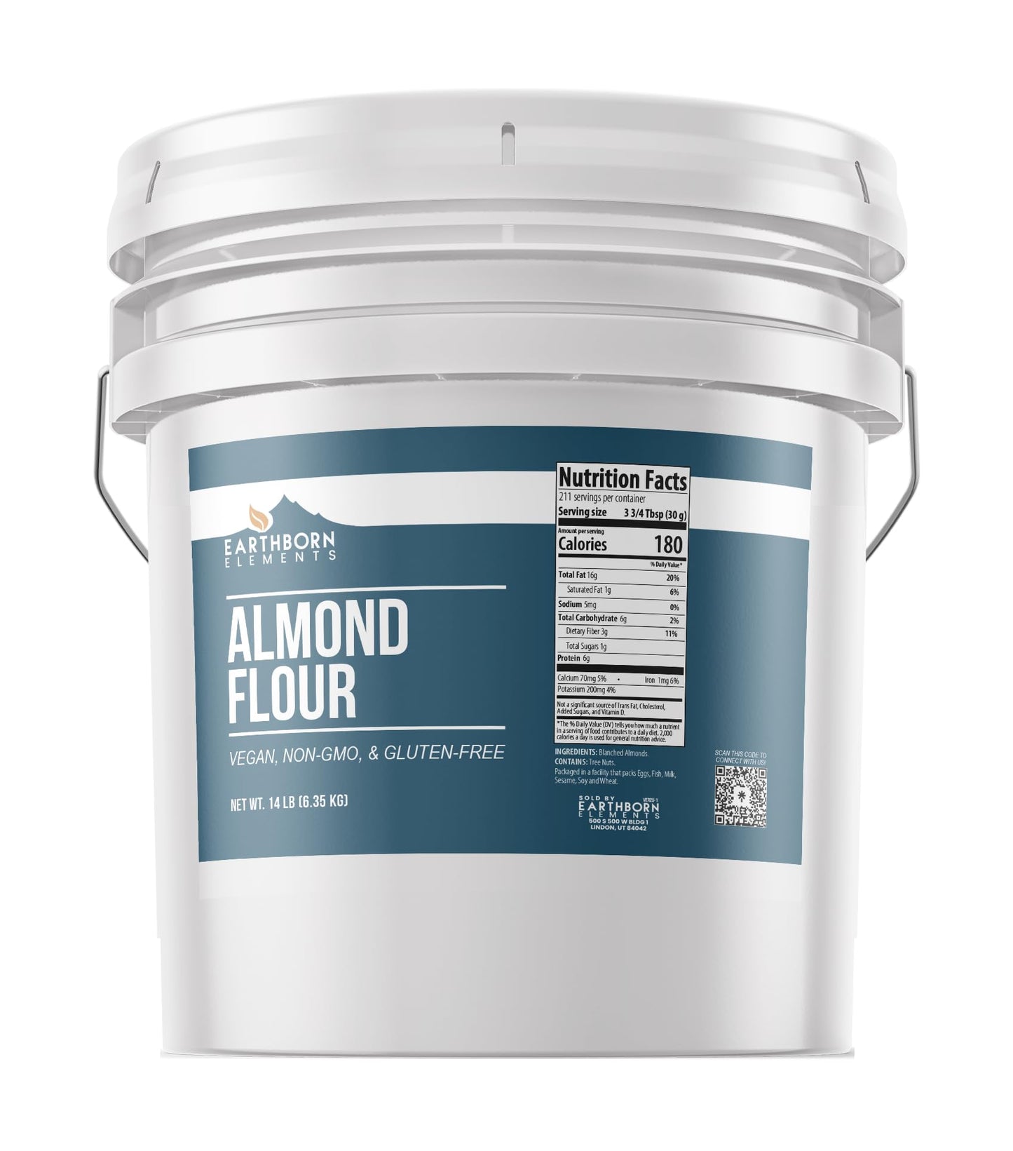 Earthborn Elements Almond Flour 3.5 Gallon Bucket, Extra Fine Powder, Grown in California