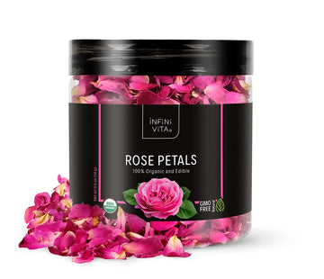 Infini Vita Dried Rose Petals 14G (0.5Oz) - Edible Red Rose Tea - Dried Flowers For Cake Decorating, Drinks, Candle, And Soap Ma