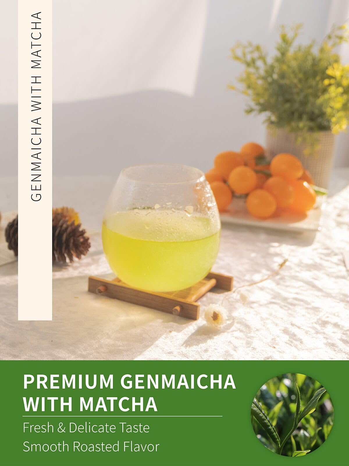 Teelux Genmaicha Tea Bags, Genmai Cha With Sencha Green Tea, Matcha And Roasted Brown Rice, Premium Genmai Cha, Smooth Taste, 60