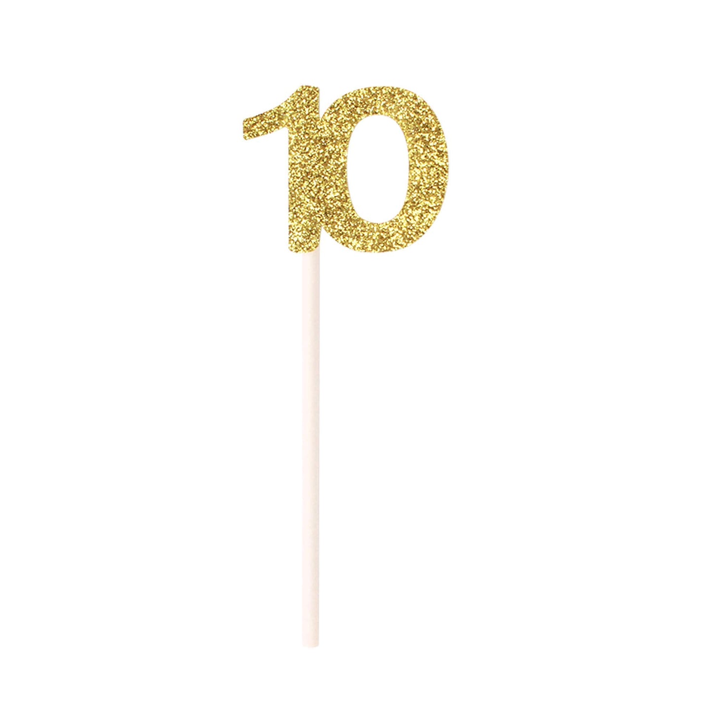 Unimall 24 Pieces Number 10 Cupcake Toppers, Gold Glitter 10Th Birthday Cupcake Picks Mini Cake Decorations For 10 Years Old Bir