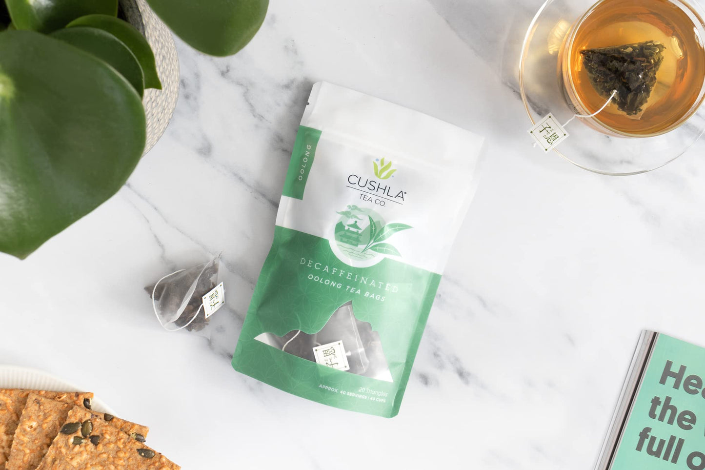 CUSHLA Decaf Oolong Tea Bags, Smoky and Nutty Flavor, 20 Count