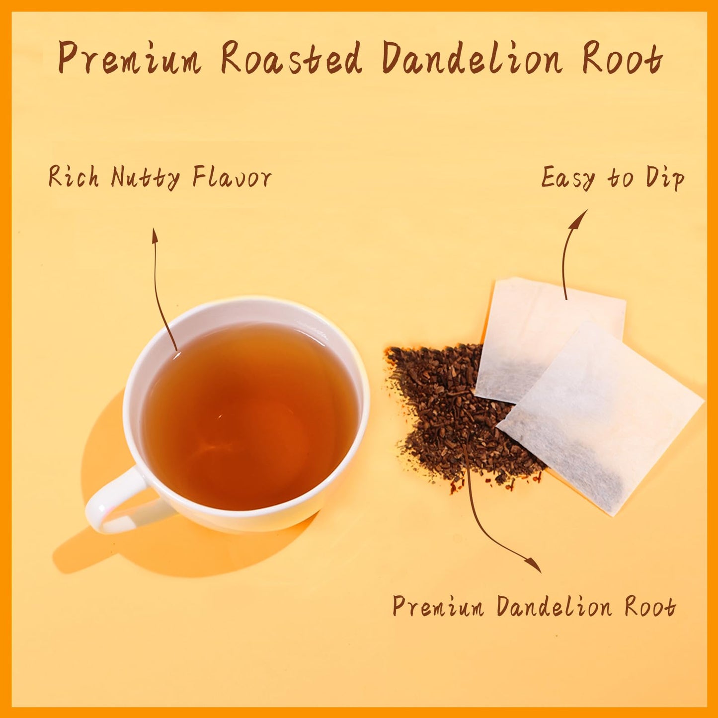 Jarteela Roasted Dandelion Root Tea Bags - Non-GMO, Caffeine-Free, 50 Count