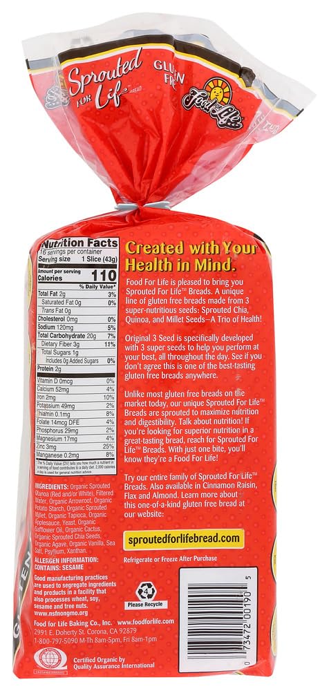 Food For Life Bread Gluten Free Sprouted Original, 24 Ounce (Pack of 6)