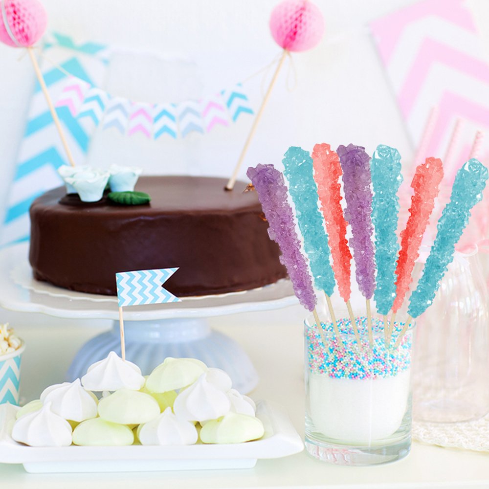 Espeez Extra Large Rock Candy Sticks - 144 Count - Lavender, Tutti-Frutti - Individually Wrapped for Party Favors and Candy Buffets