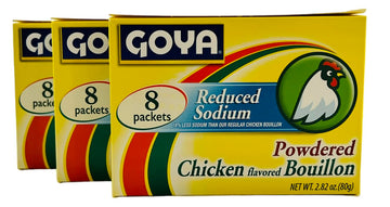 Generic Goya Chicken Flavored Powdered Bouillon Reduced Sodium Pack of 3 boxes (Cubitos en Polvo Reducido en Sodio)