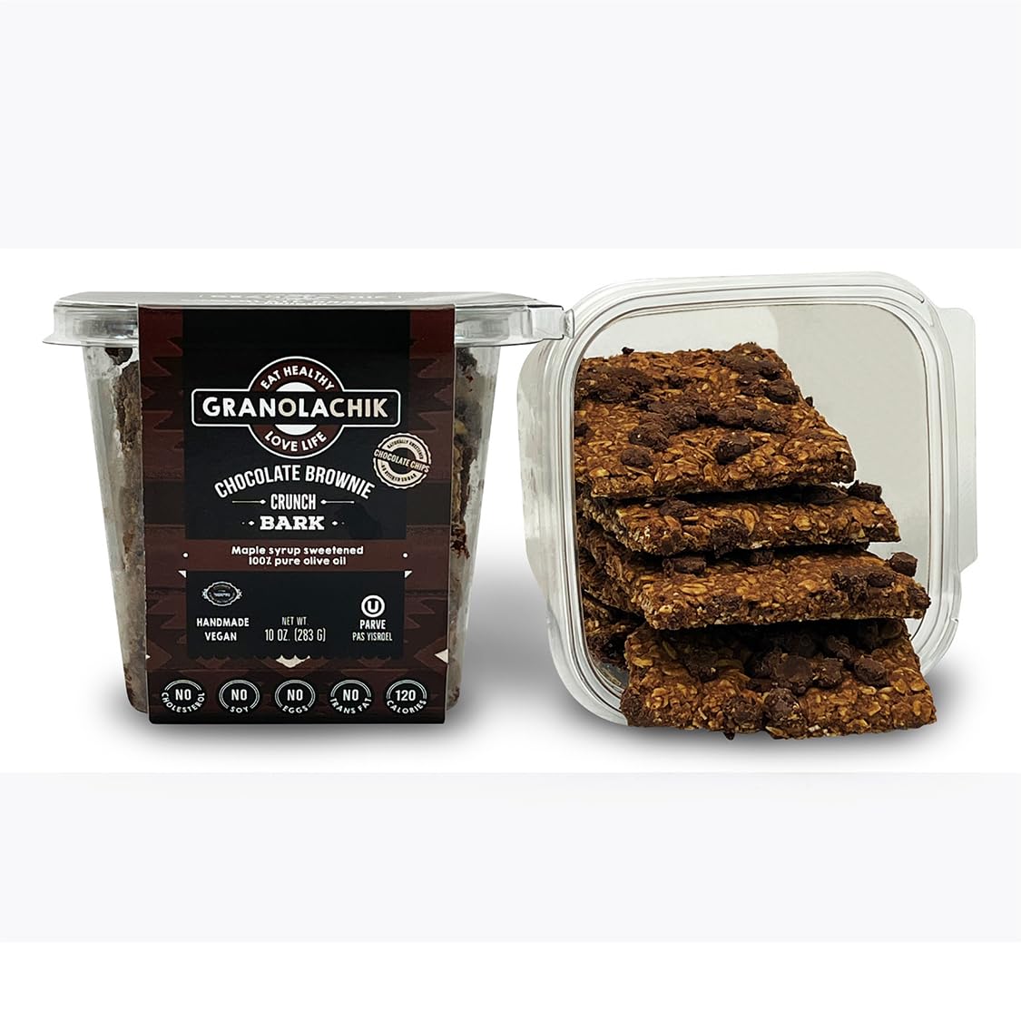 Granolachik Artisanal Granola Bark, Vegan, Maple Syrup Sweetened, Chocolate Brownie, Medium Size