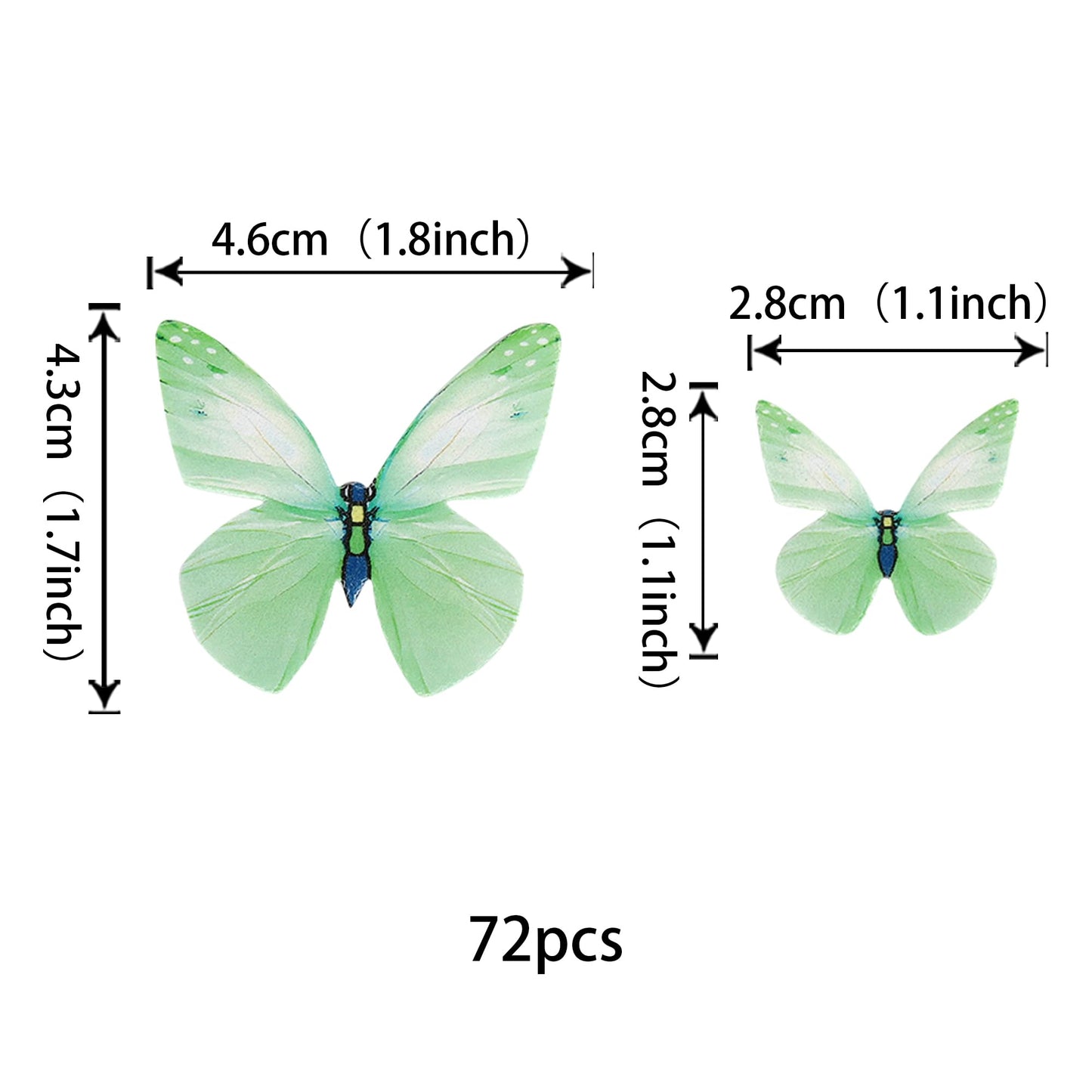 ZHUOWEISM 72PCS Edible Butterfly Cupcake Toppers Paper Decorations Green