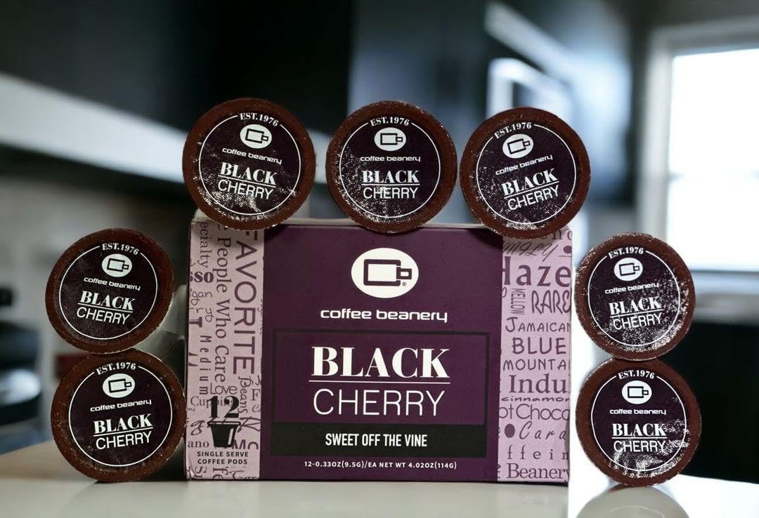 Coffee Beanery Black Cherry Coffee Pods - Medium Roast, 12 Count Pack