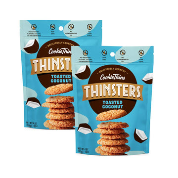 Thinsters Cookie Thins Cookies, Toasted Coconut, 16Oz (Pack Of 2), Non-Gmo, Peanut Free, No Corn Syrup, Crunchy Cookies, No Artificial Flavors, Colors, Or Preservatives