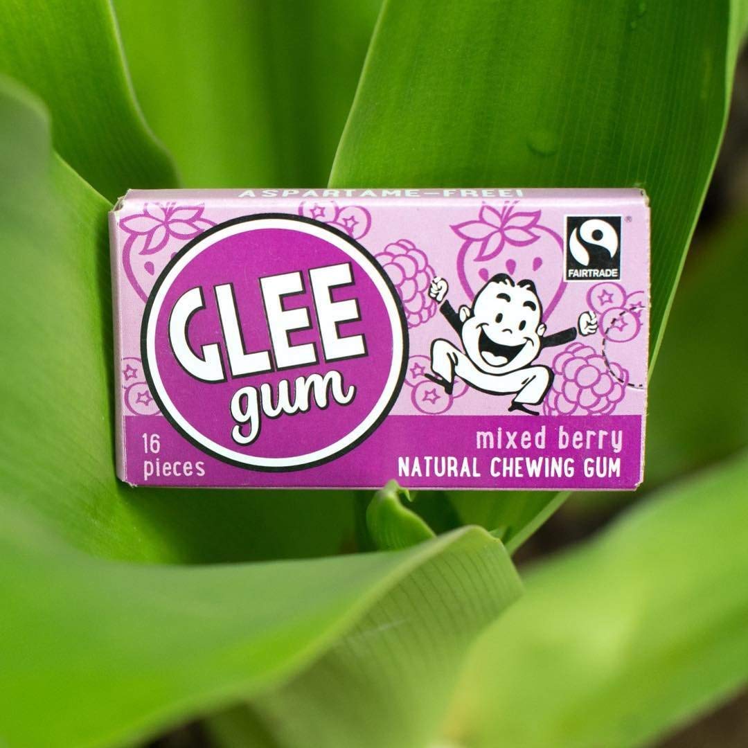 Glee Gum All Natural Mixed Berry Gum, Non GMO Project Verified, Eco Friendly, 16 Piece Box, Pack of 12