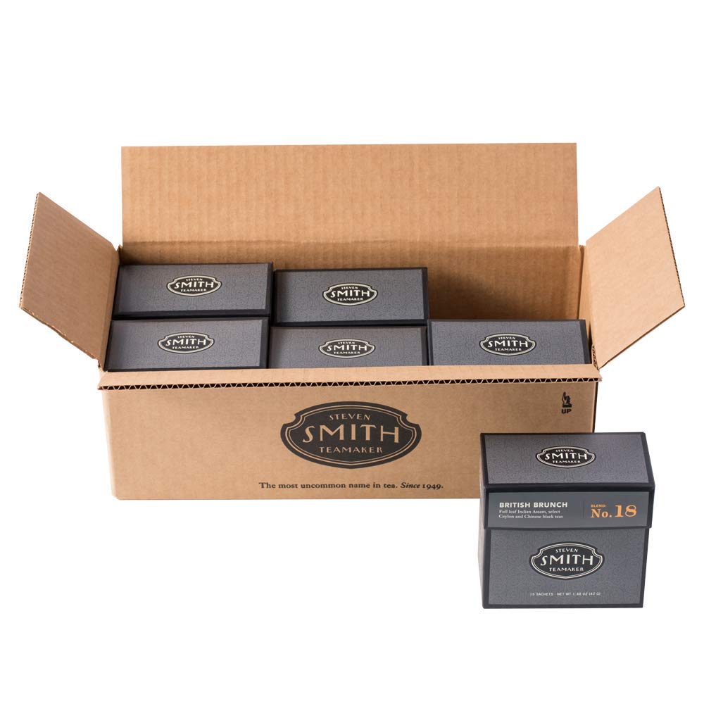 STEVEN SMITH TEAMAKER British Brunch No. 18 Black Tea - Assam, Ceylon & China, Sugar-Free, 90 Sachets (6 Packs of 15)