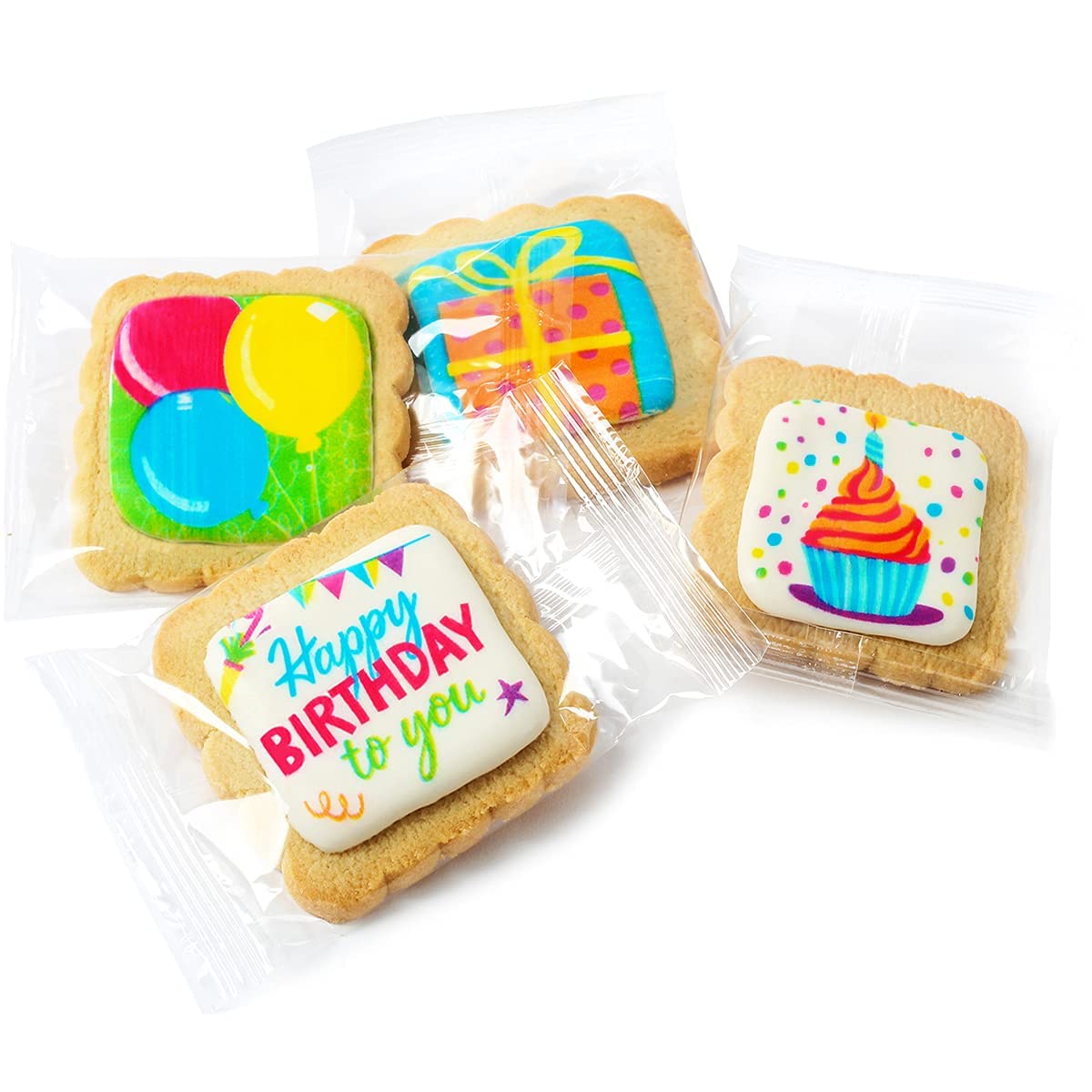 Happy Birthday Cookies 12 Pack Gift Basket | Individually Wrapped For Kids Men Women | Decorated Party Favors Gift Box | Nut Free
