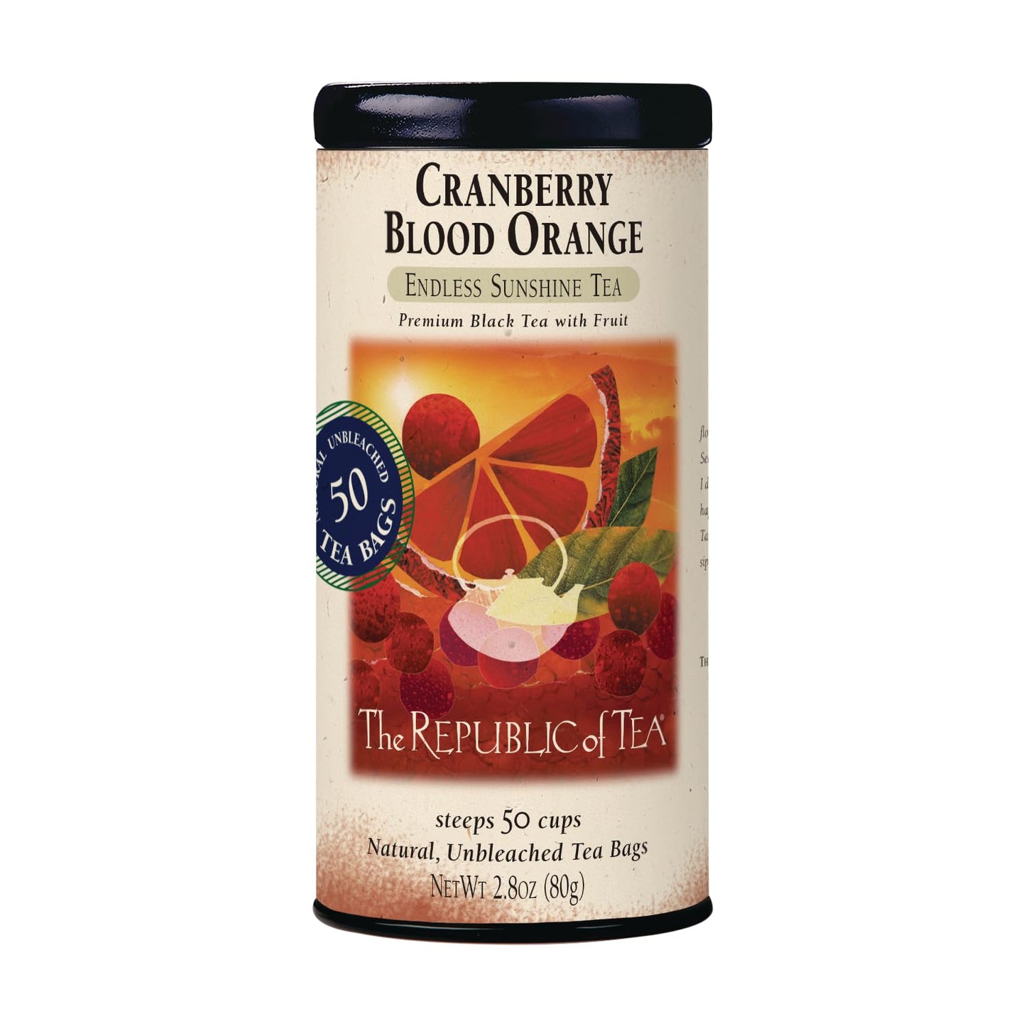 The Republic of Tea Cranberry Blood Orange Black Tea - 50 Count Tea Bags, Tin