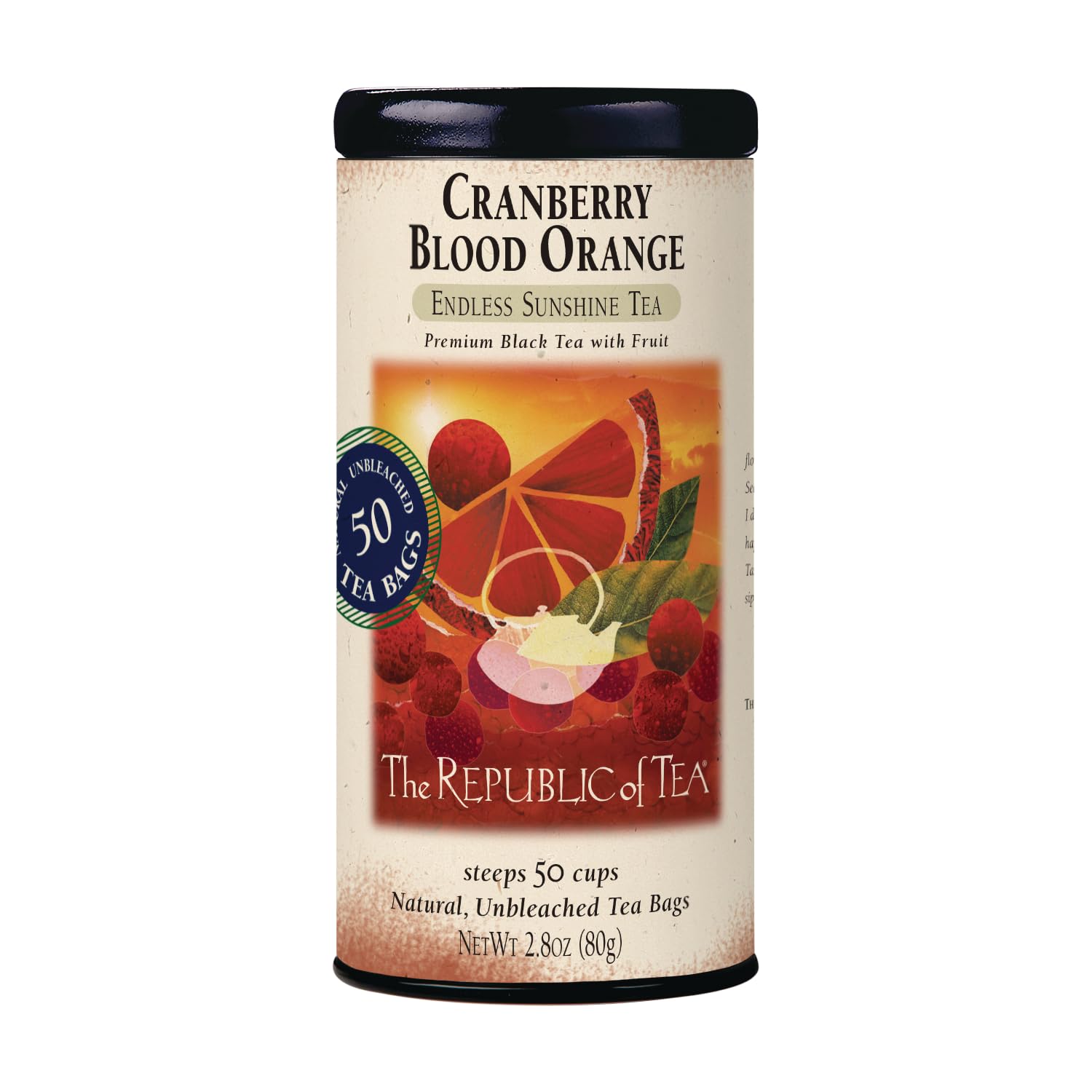 The Republic of Tea Cranberry Blood Orange Black Tea - 50 Count Tea Bags, Tin