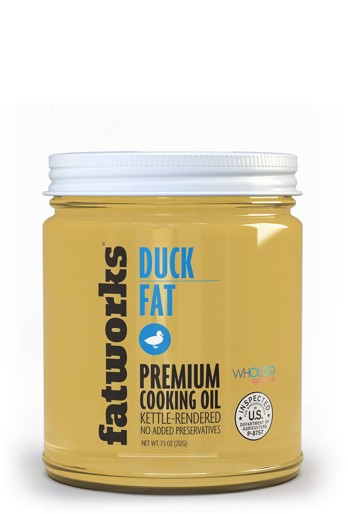Fatworks  Top-Grade Usda Cage Free Duck Fat  Ultimate Cooking Oil For Gourmet Frying And Baking  Whole30 Approved  Keto  Paleo  7.5 Oz.