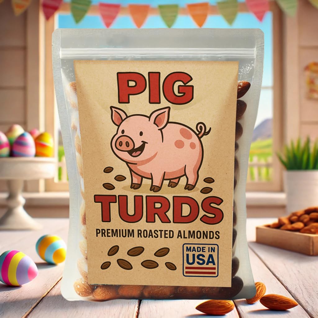 Pig Turds Perfectly Salted Slow Roasted Almonds - Ideal Snack For Any Occasion, Crafted In Small Batches, Perfect Easter Basket