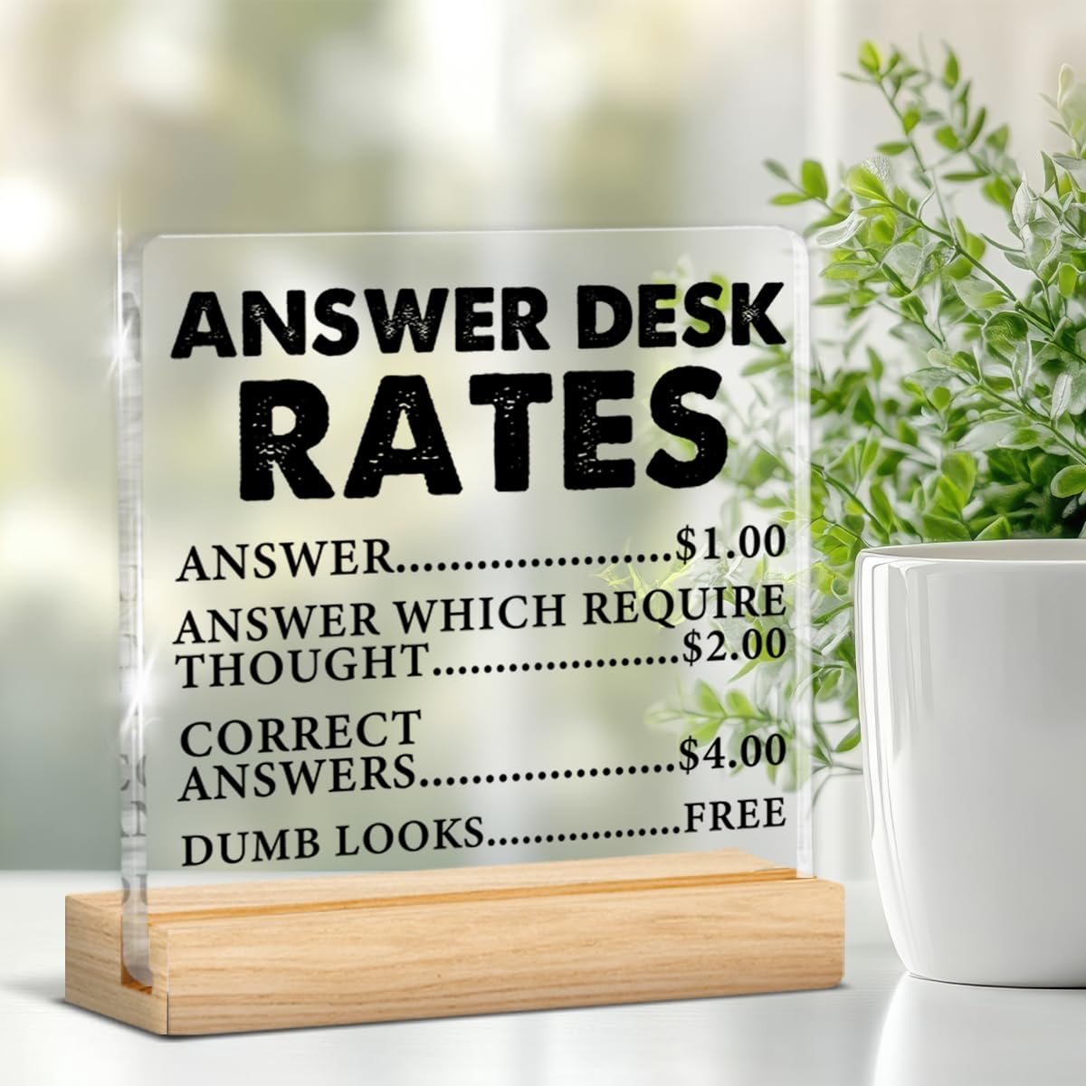 Funny Team Office Decor Gifts, Answer Desk Rates Desk Sign Cubicle Decor, Gag Gift Humorous Sarcastic Gifts For Coworker Teammat