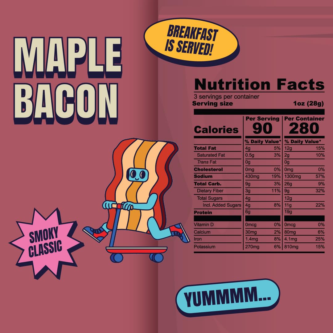 Louisville Vegan Jerky - Maple Bacon Vegan Meat - Lip-Smacking Vegan-Friendly & Vegetarian Jerky - Non-Gmo Soy Protein, Gluten-F