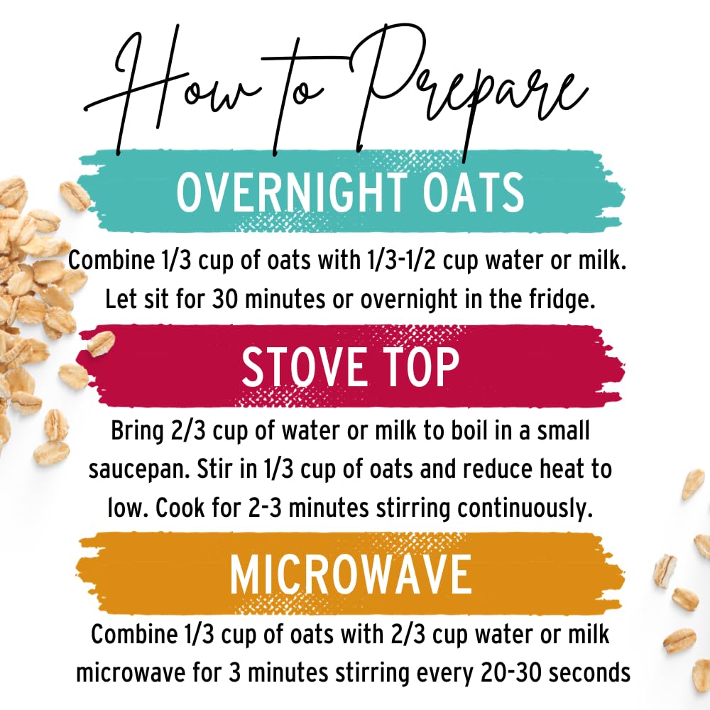 Wildway Organic Rolled Oats, Overnight Oats | Glyphosate-Free, Gluten-Free Oatmeal | Non-GMO, Plant-Based Protein | Regenerative