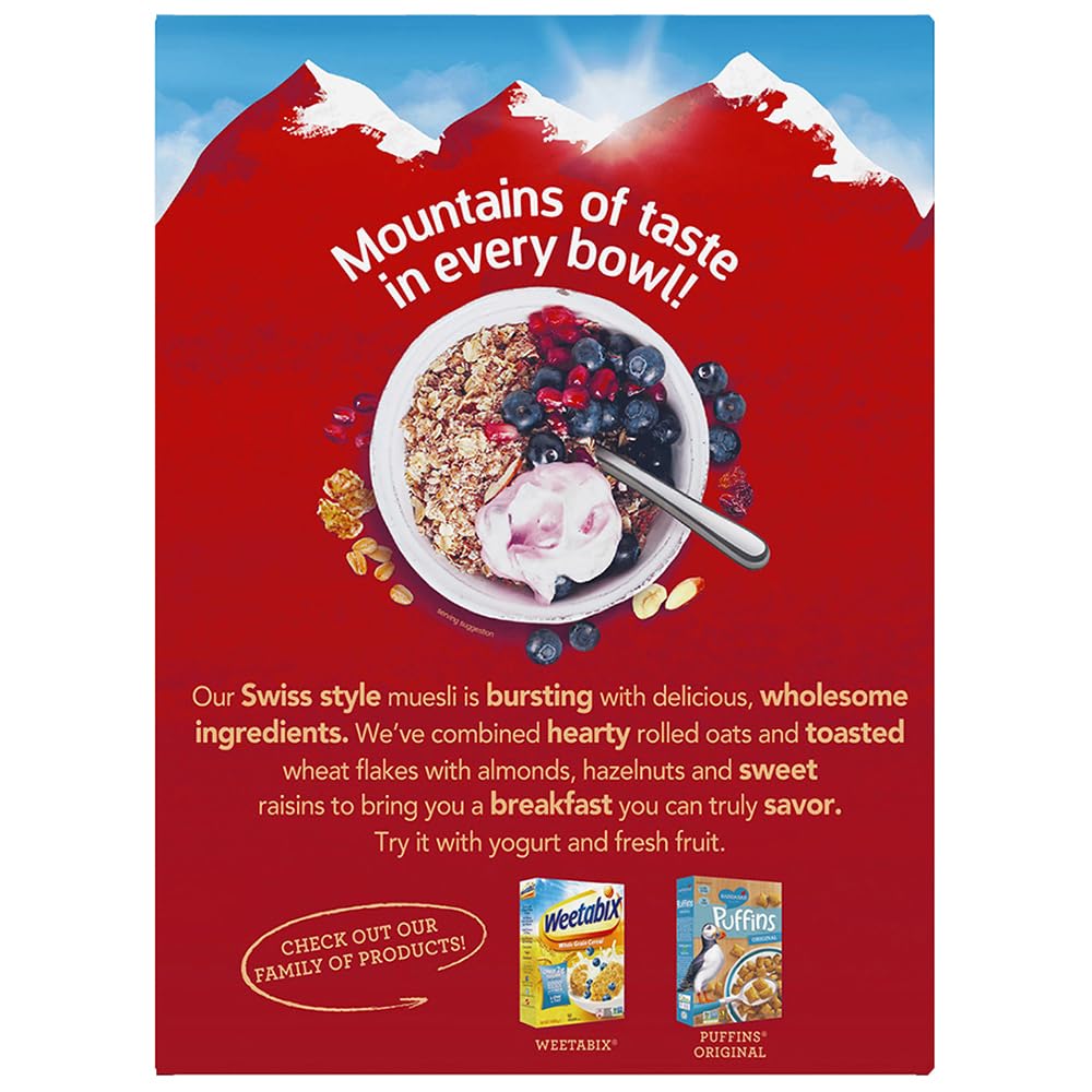 Alpen Muesli Original Cereal, Heart Healthy Cereal With Wheat Flakes, Rolled Oats, Nuts And Raisins, Non-Gmo Project Verified, 14 Oz Box (Pack Of 1)