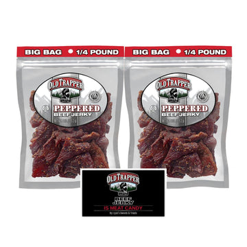 LYZAS SWEETS & TREATS Old Trapper Beef Jerky Gift Set, 100% Top Round Steaks, 2 Packs of 4 oz. Resealable Bags