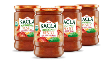 SACLA USDA Organic Sundried Tomato Pesto 4-Pack | Authentic Imported Italian Sun-Dried Tomatoes and Cheese Sauce | FOUR 6.7 oz G