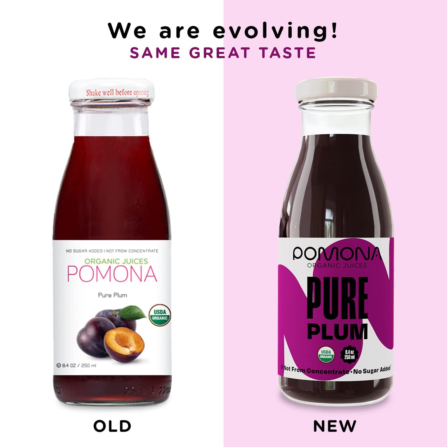 Pomona Organic Plum Juice (Pack Of 12), Cold Pressed Usda Organic Juices, 100% Plums, No Added Sugar, Not From Concentrate, Vega