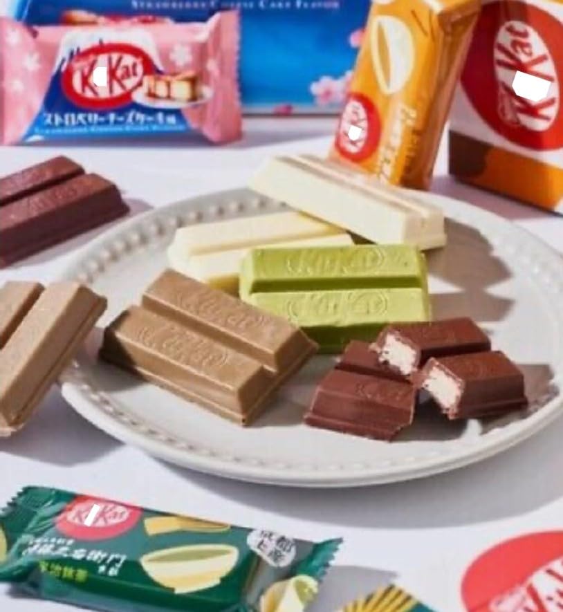 KONBINI JAPAN Mini Assorted 24-Pack Japanese KitKat Chocolate (12 Flavors x2) - Less Sugar Authentic Candy Snacks