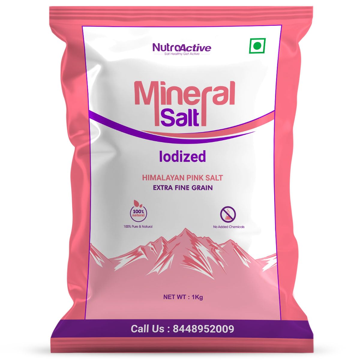 Nutroactive Mineralsalt Iodized Himalayan Pink Rock Salt Extra Fine Grain 1 Kg