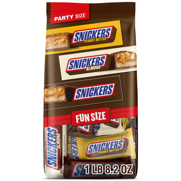 SNICKERS Original, Almond and Crunchy Peanut Butter Fun Size Chocolate Bars, Chocolate Candy Variety Pack, Halloween Party Size,