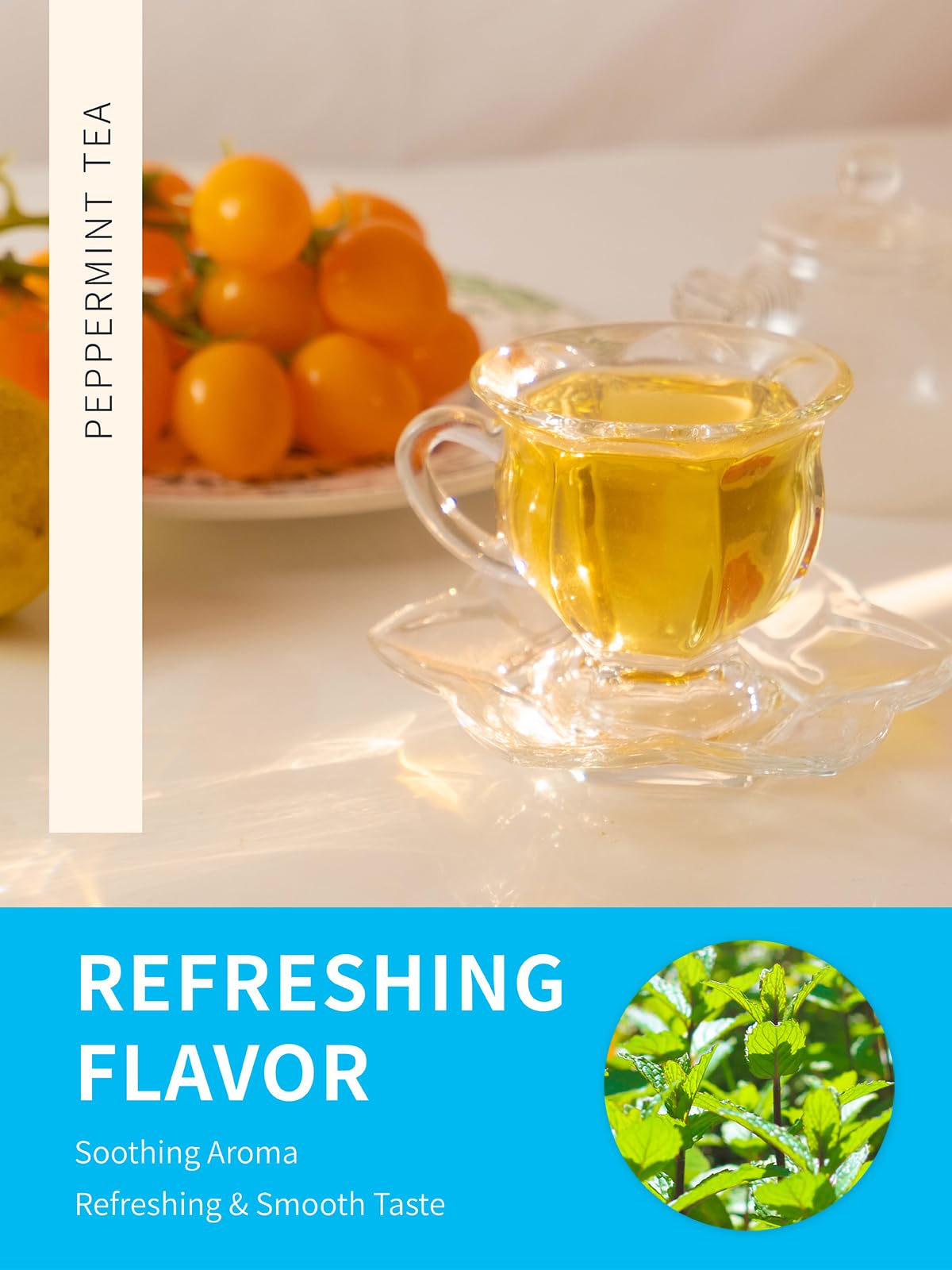 TeeLux Peppermint Tea Bags, Caffeine Free Herbal Tea, Refreshing Mint, 100 Count