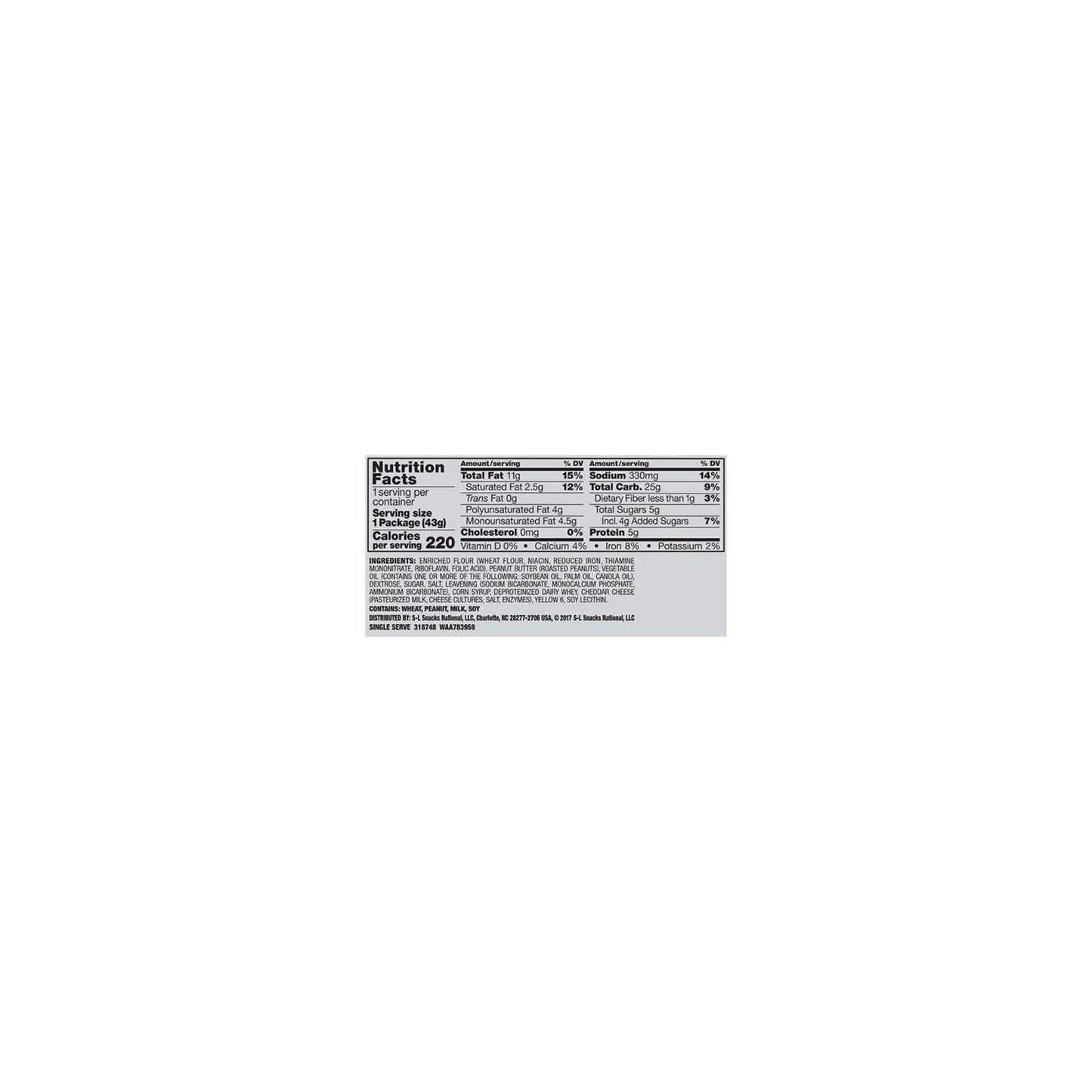 Lance Toast Chee Peanut Butter Crackers,1.52 Ounce (Pack Of 40)