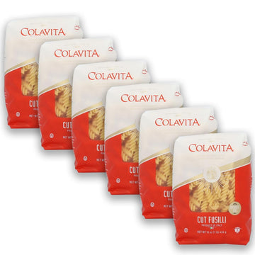 Colavita Cut Fusilli Pasta 1lb - Pack of 6 - Authentic Italian Pasta Made with 100% Durum Wheat Semolina - Ideal for Sauces, Sal