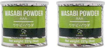 Soeos Premium Wasabi Powder 2 Pack Of 8Oz, 16 Oz In Total, With Real Wasabi, Grade Aaa Powder, Sushi Powdered, Root For Sushi, Fresh Bulk., Green
