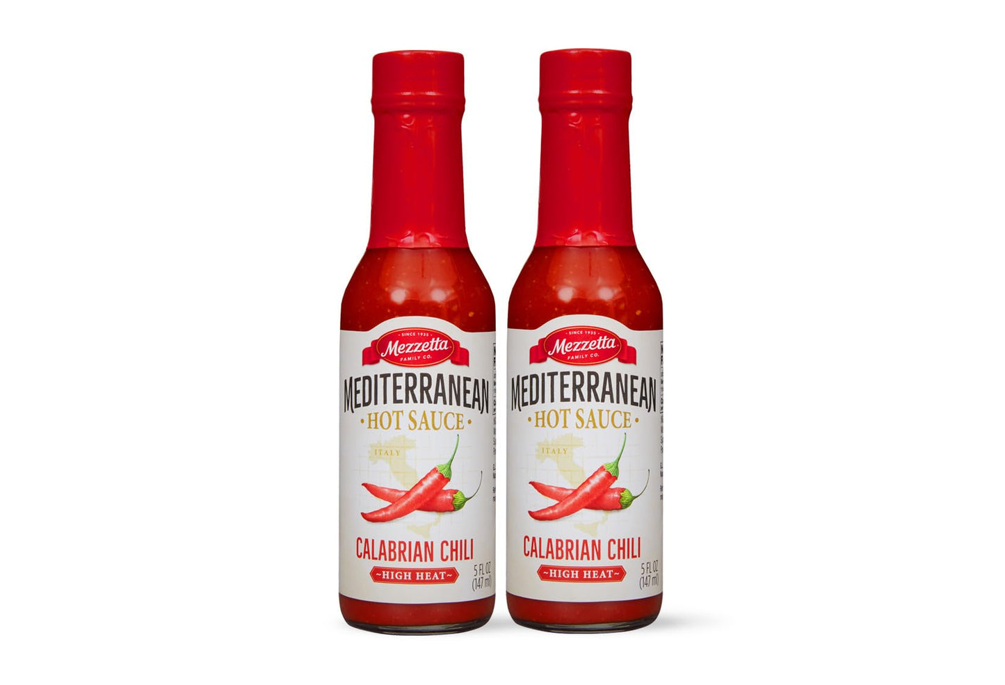 Mezzetta Mediterranean Calabrian Chili Hot Sauce, Hot Heat | Non-GMO, Gluten Free, Vegan | 5 Fluid Ounce Jar (Pack of 2)