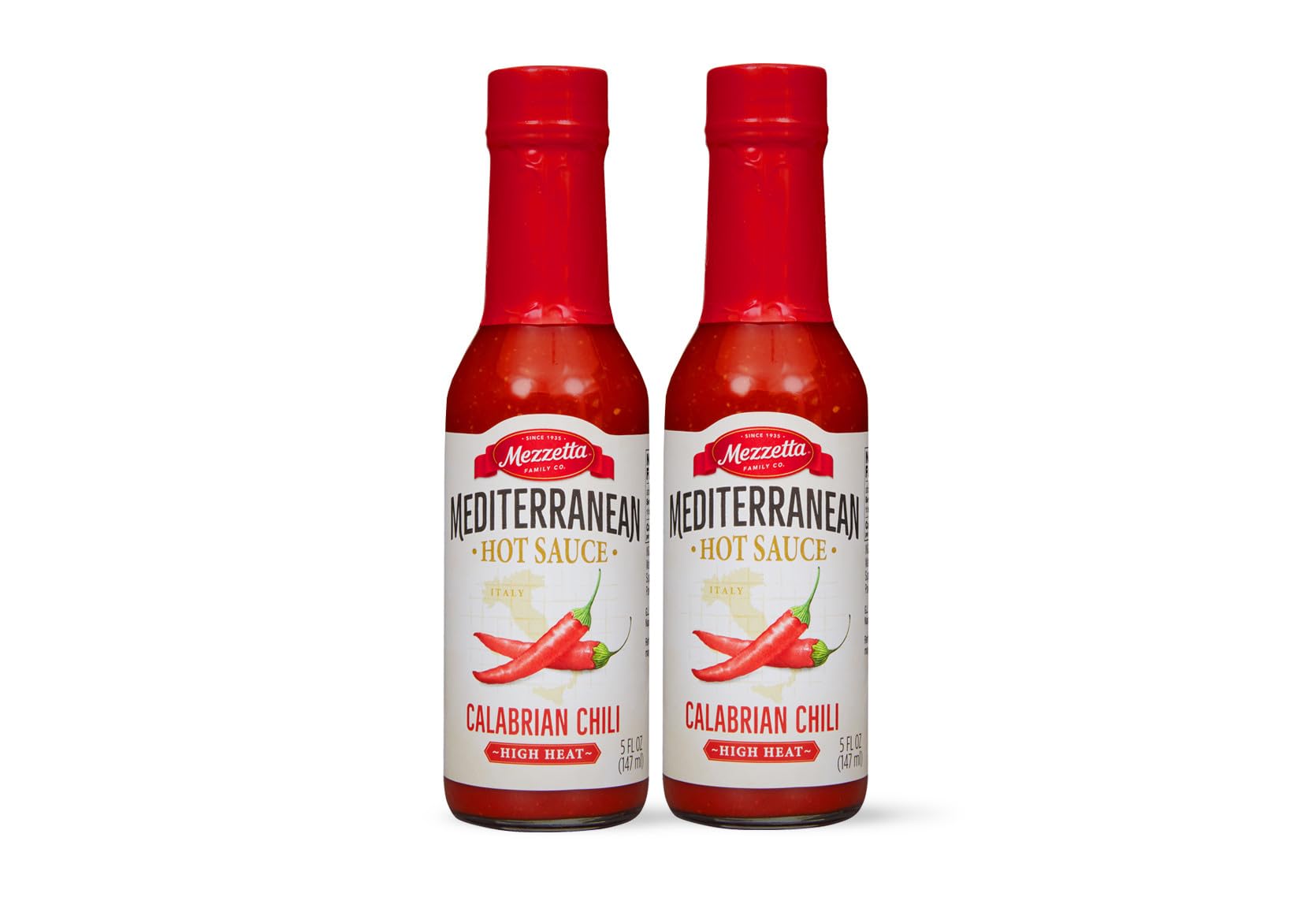 Mezzetta Mediterranean Calabrian Chili Hot Sauce, Hot Heat | Non-GMO, Gluten Free, Vegan | 5 Fluid Ounce Jar (Pack of 2)