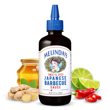 Melindas Japanese BBQ Sauce - Gourmet Japanese Spicy Sauce and Marinade Made with Soy, Ginger, Garlic, Red Chilies & Honey - Glu
