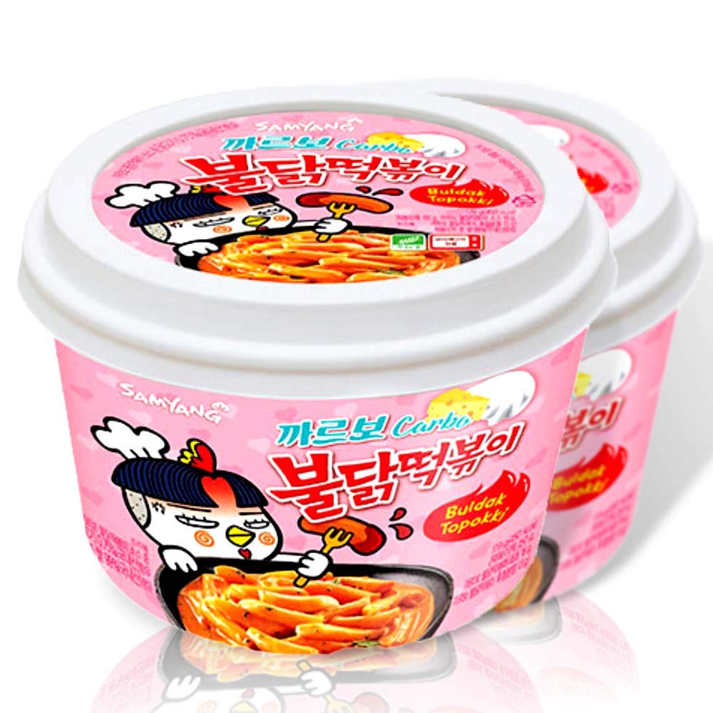 Yopokki Buldak Tteokbokki Instant Rice Cake Snack, 2 Count Pack, Cheese Flavor, Korean ???